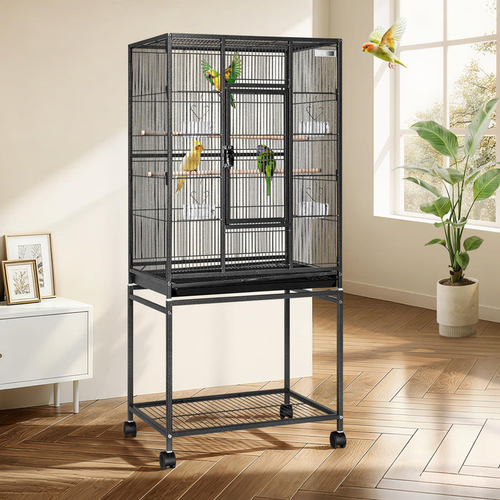 VIVOHOME 54 Inch Wrought Iron Large Bird Cage with Rolling Stand