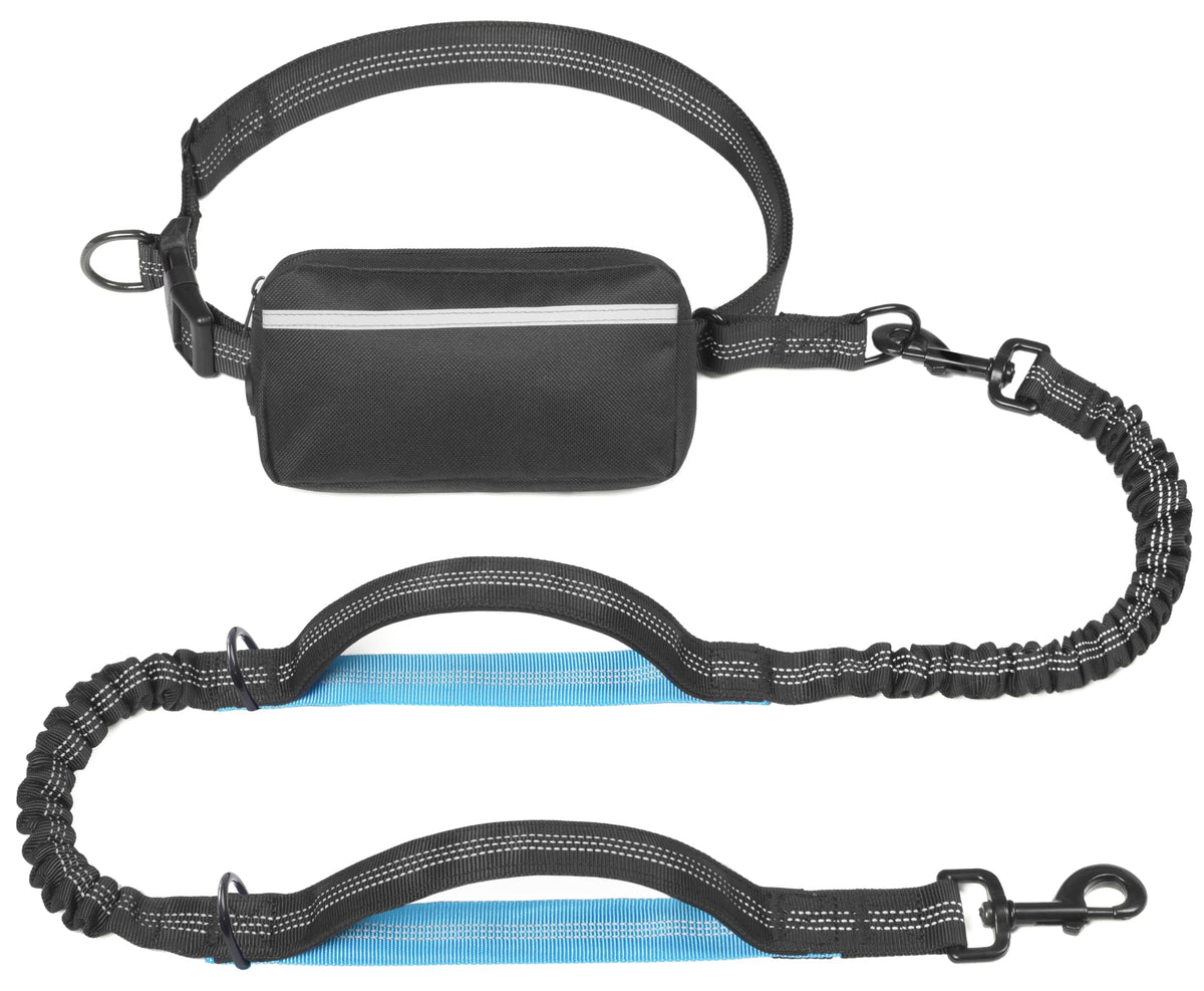 iYoShop Hands-Free Dog Leash with Zipper Pouch, Large, Black