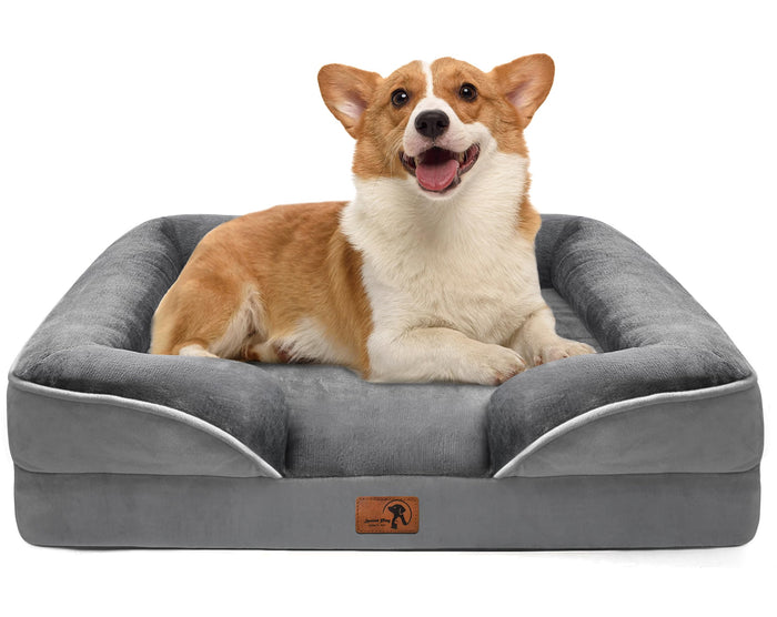 Spotted Play Orthopedic Dog Sofa Bed with Sides, Medium, Grey