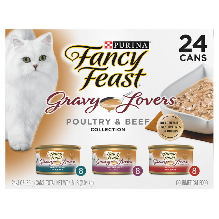 Fancy Feast Gravy Lovers Poultry & Beef Wet Cat Food, 3 oz, 24 Pack
