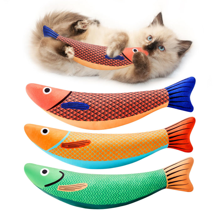 Potaroma Saury Fish Catnip Crinkle Cat Toys, 3 Pack