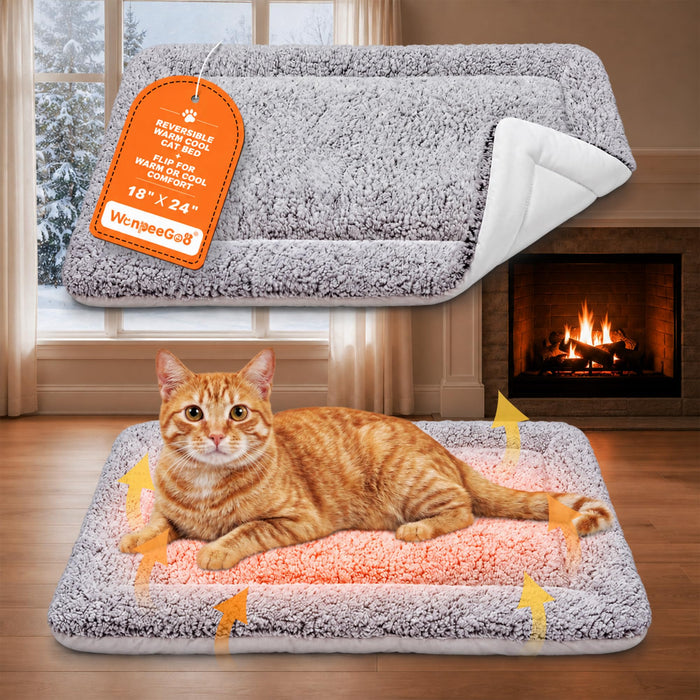 WanpeeGoo Reversible Self-Warming Cat Pad, 18" x 24", Gray