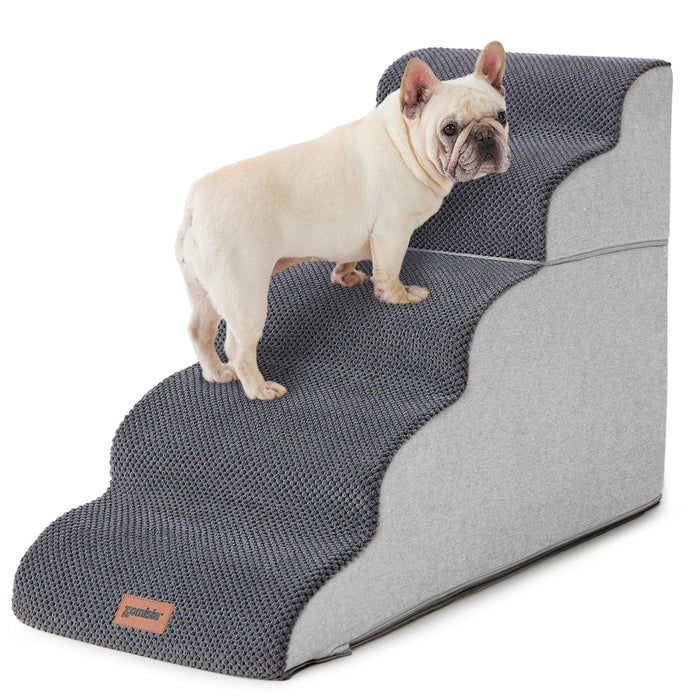 ZOMISIA 5-Step Dog Stairs for Beds Up to 25", Grey