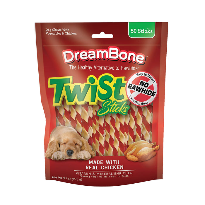 DreamBone Twist Sticks Rawhide-Free Dog Treats, 50 Count