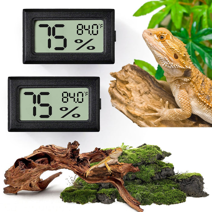 Vodolo Digital Reptile Thermometer & Hygrometer, 2 Pack