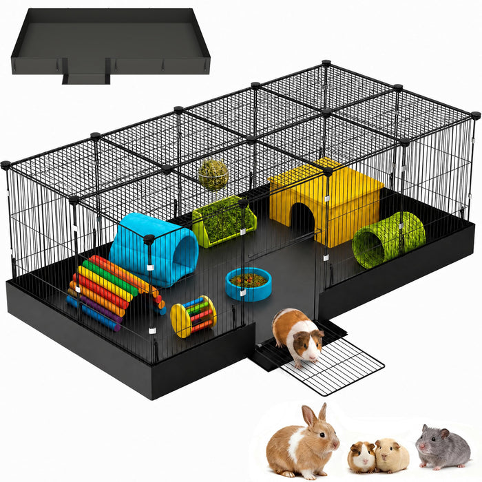 SNAAT Expandable Enclosed Guinea Pig Cage with Waterproof Liner