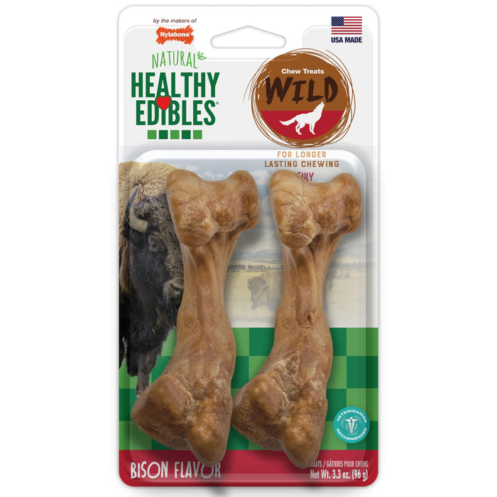 Nylabone Healthy Edibles Wild Dog Treats, Bison, Medium, 2 Count