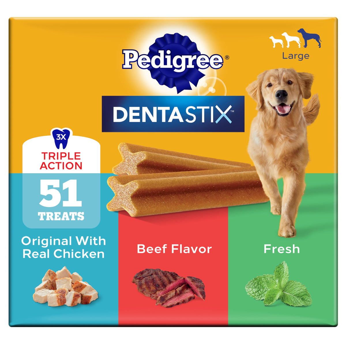 Pedigree Dentastix Large Breed Dental Dog Treats, Variety, 51 Count