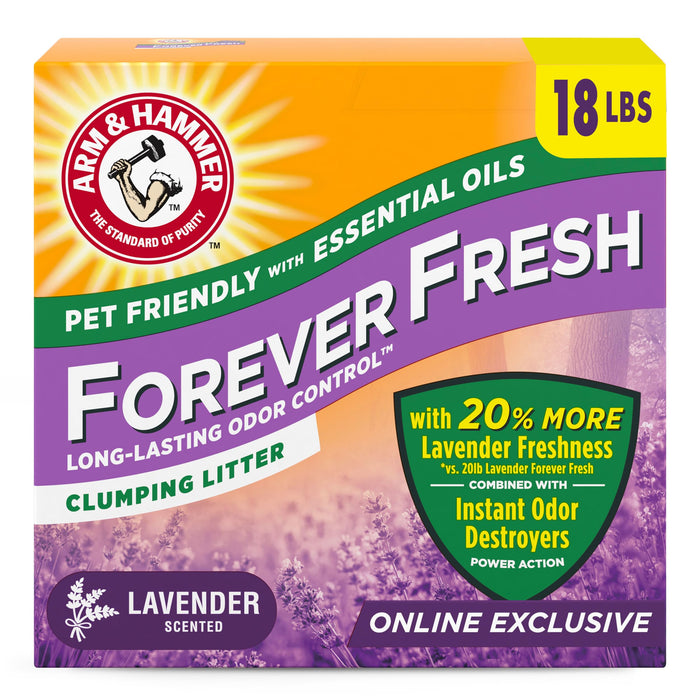 Arm & Hammer Forever Fresh Multi-Cat Clumping Litter, Lavender, 18 lb