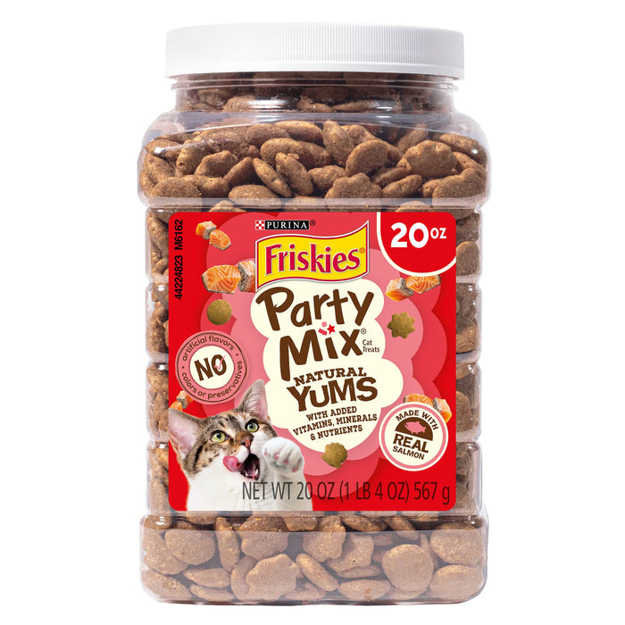 Friskies Purina Party Mix Natural YUMS Real Salmon Cat Treats, 20 oz