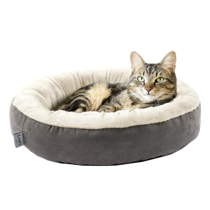 Love's Cabin Round Donut Cat & Small Dog Bed, 20", Gray